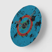 Blue Multicolor Vinyl Disk Texture Muster Runde Wanduhr (Winkel)