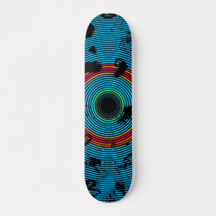 Blue Multicolor Vinyl Disk Texture Muster Skateboard