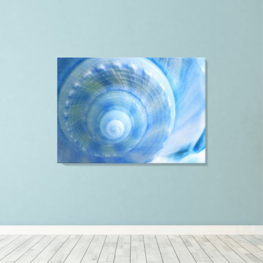 Blue Muschel Abstrakte digitale Kunst Canvas Print Leinwanddruck (Insitu (Holzboden))
