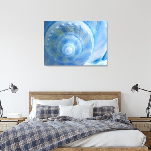 Blue Muschel Abstrakte digitale Kunst Canvas Print Leinwanddruck (Insitu (Schlafzimmer))