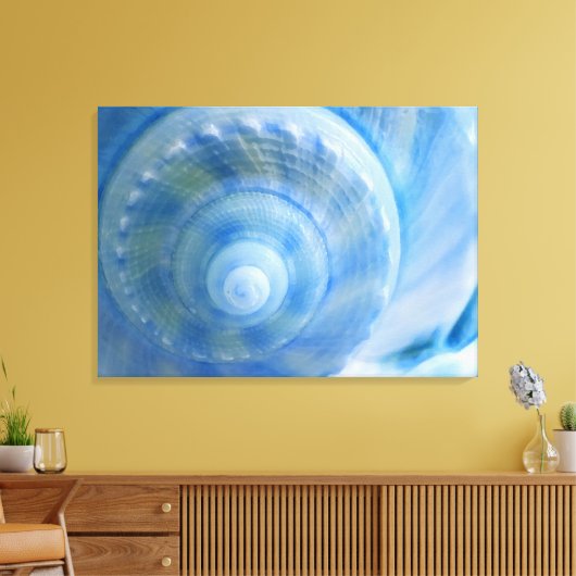 Blue Muschel Abstrakte digitale Kunst Canvas Print Leinwanddruck (Insitu (Wohnzimmer))