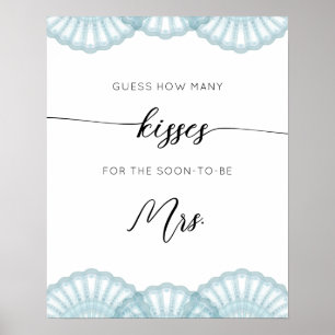 Blue Muschel wie viele Küsse Brautparty Spiel Poster