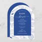 Blue Muscheln Beach Summer Arch Baby Dusche Einladung (Vorne/Hinten)