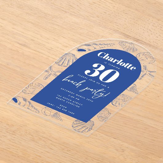Blue Muscheln Beach Summer Birthday Party Arch Acryleinladungen (Ablage )