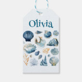 Blue Muscheln Gift Tag | Individuelle Name Geschenkanhänger (Vorderseite)