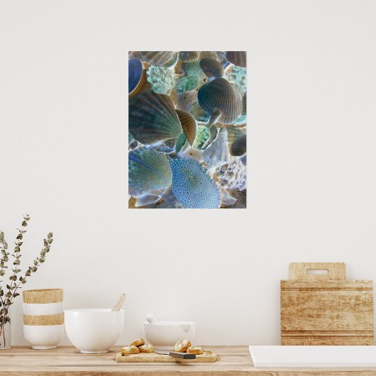 Blue Muscheln Leinwand Art Poster (Küche)