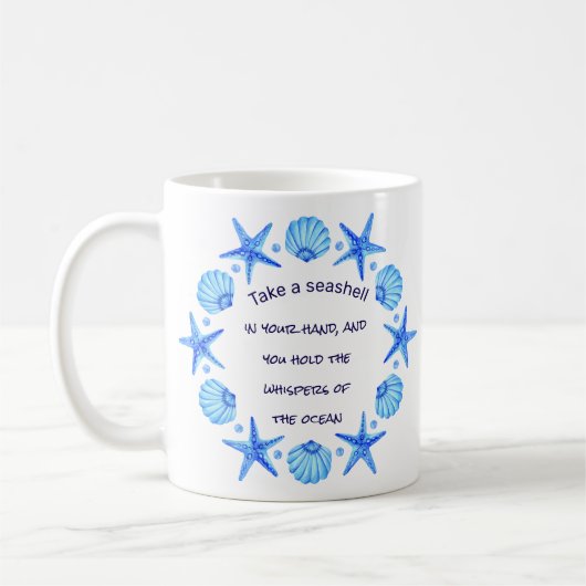 Blue Muscheln und Starfish Beach Themed Kaffeetasse (Links)
