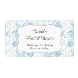 Blue Muscheln Water Flasche Label - passen Sie es 