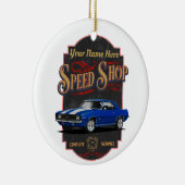 Blue Muscle Custom Speed Shop Keramik Ornament (Rechts)