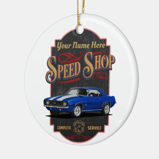 Blue Muscle Custom Speed Shop Keramik Ornament (Links)