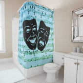 Blue Music Art Unites Theater Masken Duschvorhang (Beispiel)