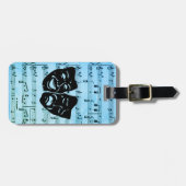 Blue Music Art Unites Theater Masken Gepäckanhänger (Vorderseite horizontal)