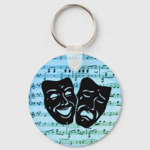 Blue Music Art Unites Theater Masken Schlüsselanhänger