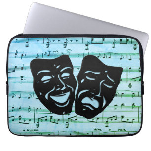 Blue Music Art vereint Theatermasken  Laptopschutzhülle
