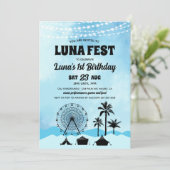 Blue Music Festival Geburtstag Einladung (Stehend Vorderseite)