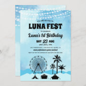 Blue Music Festival Geburtstag Einladung (Vorne/Hinten)