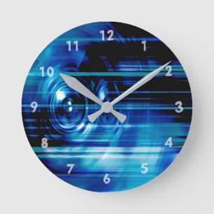 Blue Music Lautsprecher Runde Wanduhr