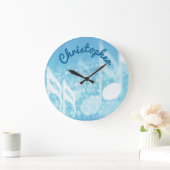 Blue Music Personalisiert Große Wanduhr (Zuhause)