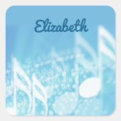 Blue Music Personalisiert Quadratischer Aufkleber (Vorderseite)