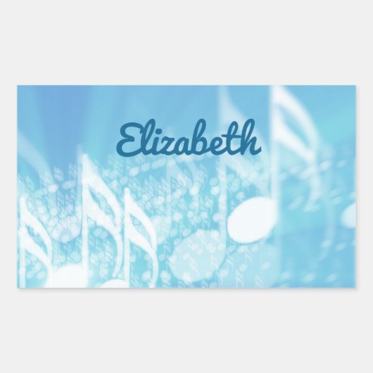 Blue Music Personalisiert Rechteckiger Aufkleber (Vorderseite)