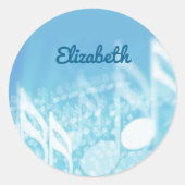 Blue Music Personalisiert Runder Aufkleber (Vorderseite)