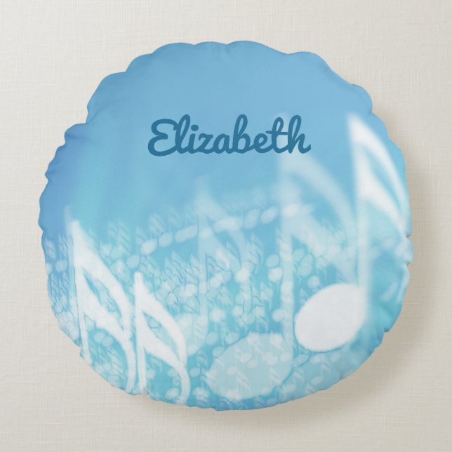 Blue Music Personalisiert Rundes Kissen (Vorderseite)