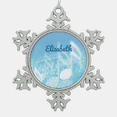 Blue Music Personalisiert Schneeflocken Zinn-Ornament (Vorderseite)