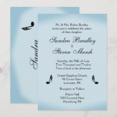 Blue Music Theme Wedding Einladung (Vorne/Hinten)