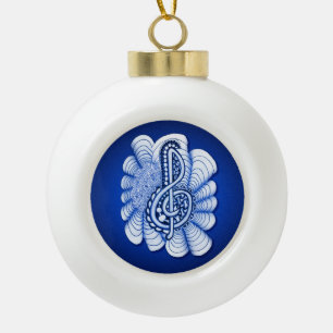 Blue Music Treble Clef Musician Gift Keramik Kugel-Ornament