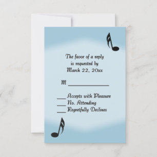 Blue Music Wedding RSVP Karte