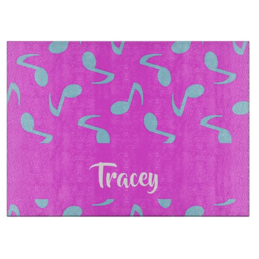 Blue musical notes on pink schneidebrett (Vorderseite)