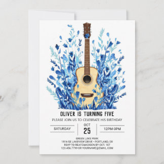 Blue Musician's Guitar Boy Geburtstag Einladung