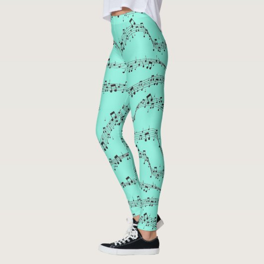 Blue Musiknote Pattern Musiker Leggings (Links)