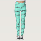 Blue Musiknote Pattern Musiker Leggings (Vorderseite)