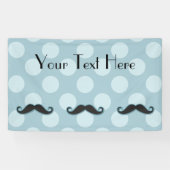 Blue Mustache, Curl Mustache, Stache, Polka Dots Banner (Horizontal)