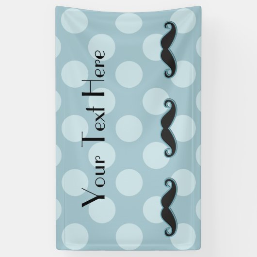 Blue Mustache, Curl Mustache, Stache, Polka Dots Banner (Vertikal)