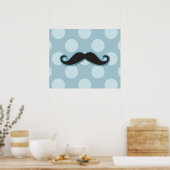 Blue Mustache, Curl Mustache, Stache, Polka Dots Poster (Küche)