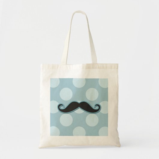 Blue Mustache, Curl Mustache, Stache, Polka Dots Tragetasche (Vorne)