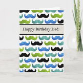 Blue Mustache pattern - Happy Birthday Dad Karte (Vorderseite)