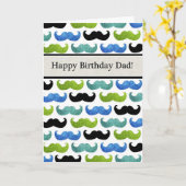 Blue Mustache pattern - Happy Birthday Dad Karte (Gelbe Blume)