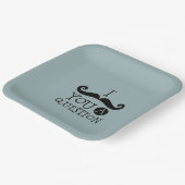 Blue Mustache Sie eine Frage Spaß Vatertag Pappteller (Gewinkelt)