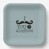 Blue Mustache Sie eine Frage Spaß Vatertag Pappteller (Vorderseite)