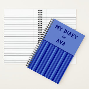 Blue My Diary by Me Striping Journal Notizblock