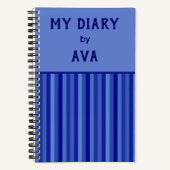 Blue My Diary by Me Striping Journal Notizblock (Vorderseite)