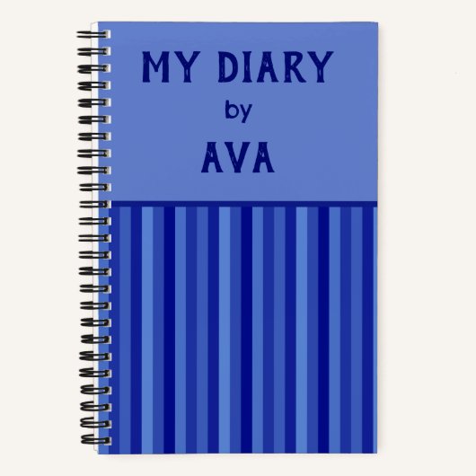 Blue My Diary by Me Striping Journal Notizblock (Vorderseite)