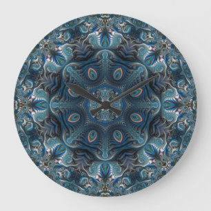 Blue Mysterium Space Mandala Große Wanduhr