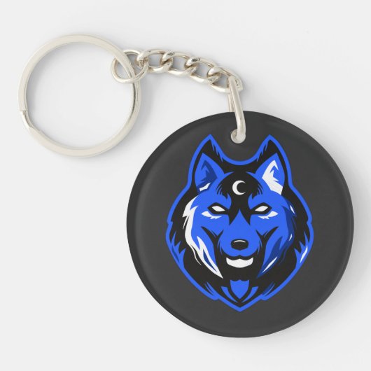 Blue Mystic Wolf Keychain Schlüsselanhänger (Vorderseite)