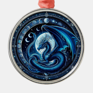 Blue Mystical Chinese New Year of the Dragon 2024 Ornament Aus Metall