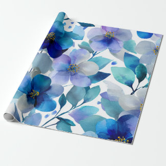Blue Mystical Orchid Elegant Floral Botanical Geschenkpapier