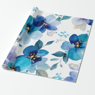 Blue Mystical Orchid Elegant Floral Botanical Geschenkpapier